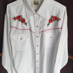 Rockabilly pearl snap shirt Ely Cattleman L